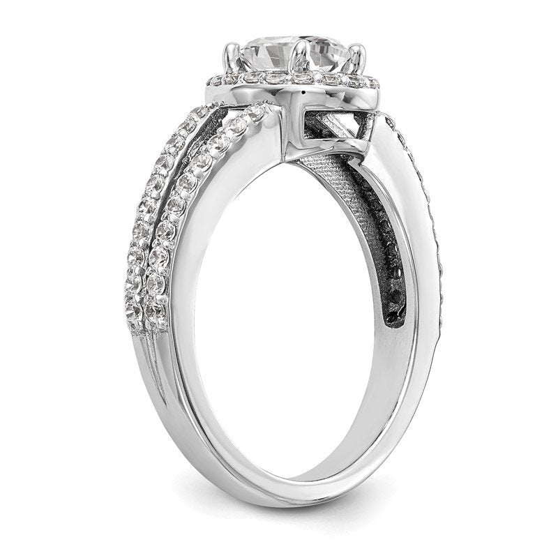 14K White Gold 1/2 carat Lab Grown Diamond VS/SI  D E F  Semi Mount Oval Halo Engagement Ring