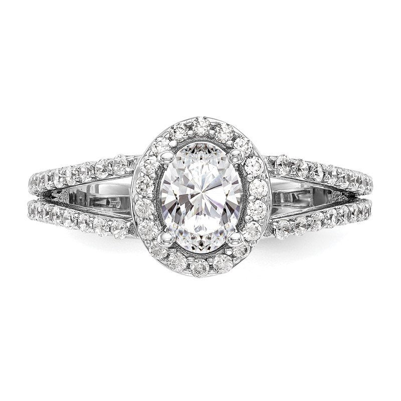 14K White Gold 1/2 carat Lab Grown Diamond VS/SI  D E F  Semi Mount Oval Halo Engagement Ring