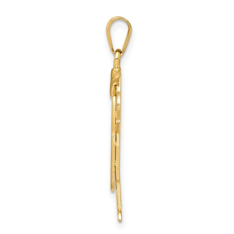 14k The Kids Solid Engravable Medium Boy in Overalls with Hat on Left Love Charm