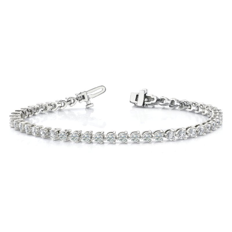 14K White Gold 4 1/3 carat Lab Grown Diamond VS+ F+ Complete Tennis Bracelet
