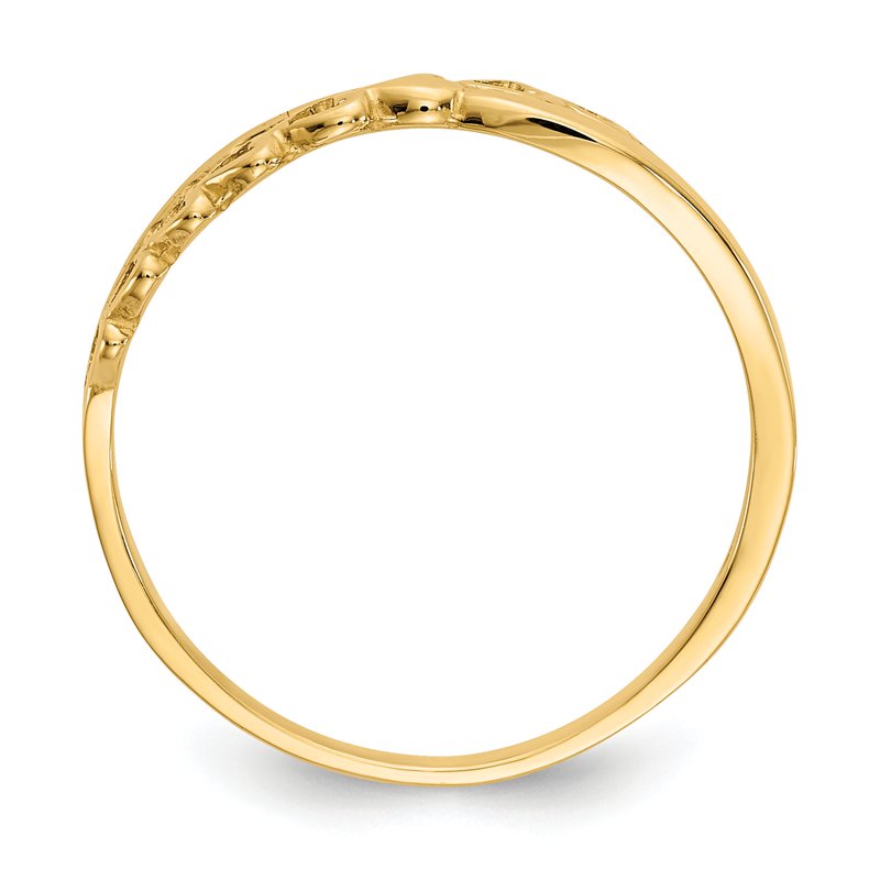 14K Polished Criss Cross Pattern Hearts Ring