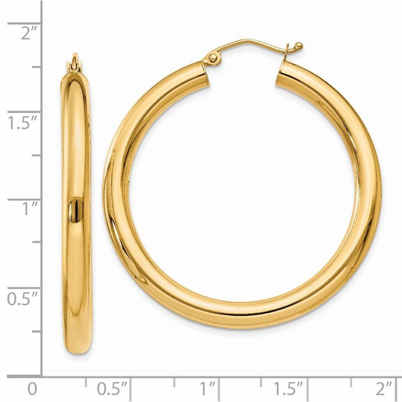 14K 4x40mm Polished Lightweight Tube Hoop Earrings
