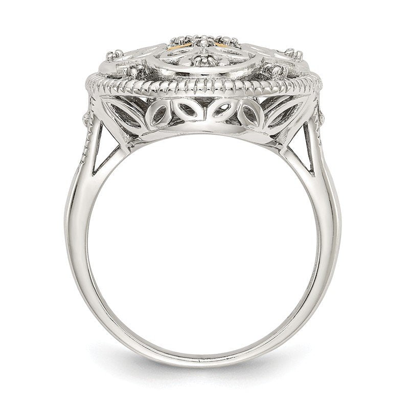 Sterling Silver Rhodium-plated with 14K Accent Diamond Vintage Ring