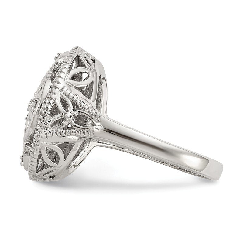 Sterling Silver Rhodium-plated with 14K Accent Diamond Vintage Ring