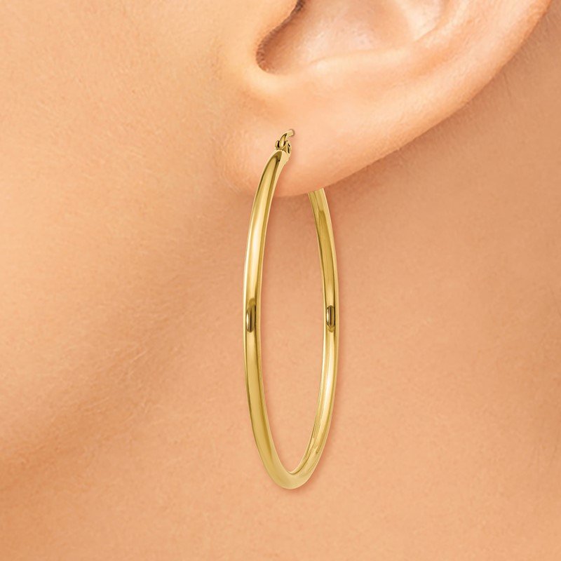 14k 2x40mm Polished Tube Hoop Earrings