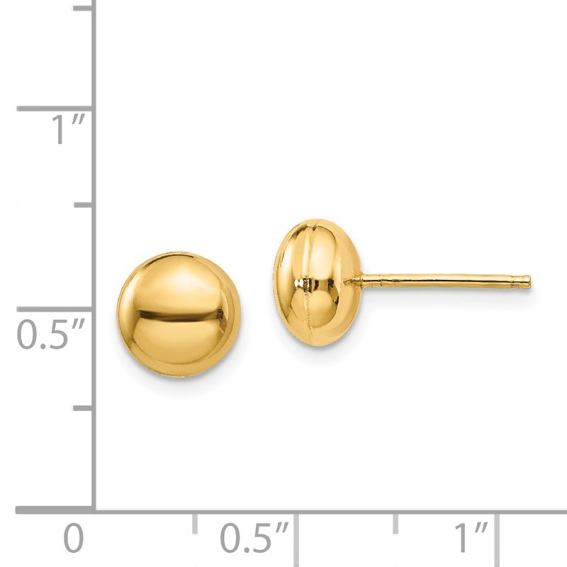 14k Polished 8mm Button Post Earrings
