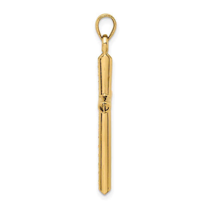 14k Hollow Diamond-cut Cross Pendant