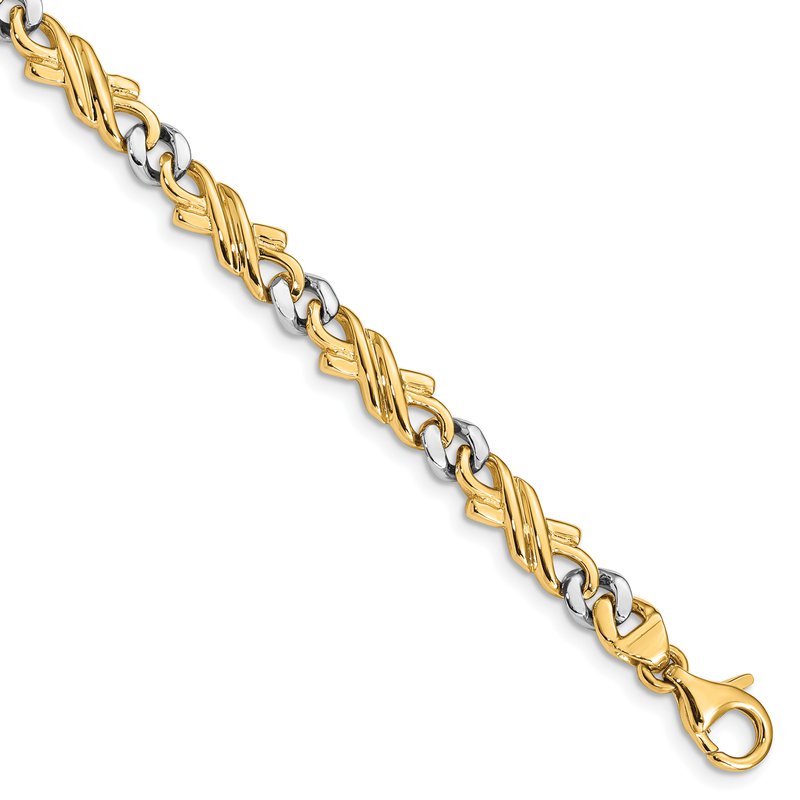 14K Two-tone 18 inch 6mm Hand Polished Fancy Link with Fancy Lobster Clasp Chain