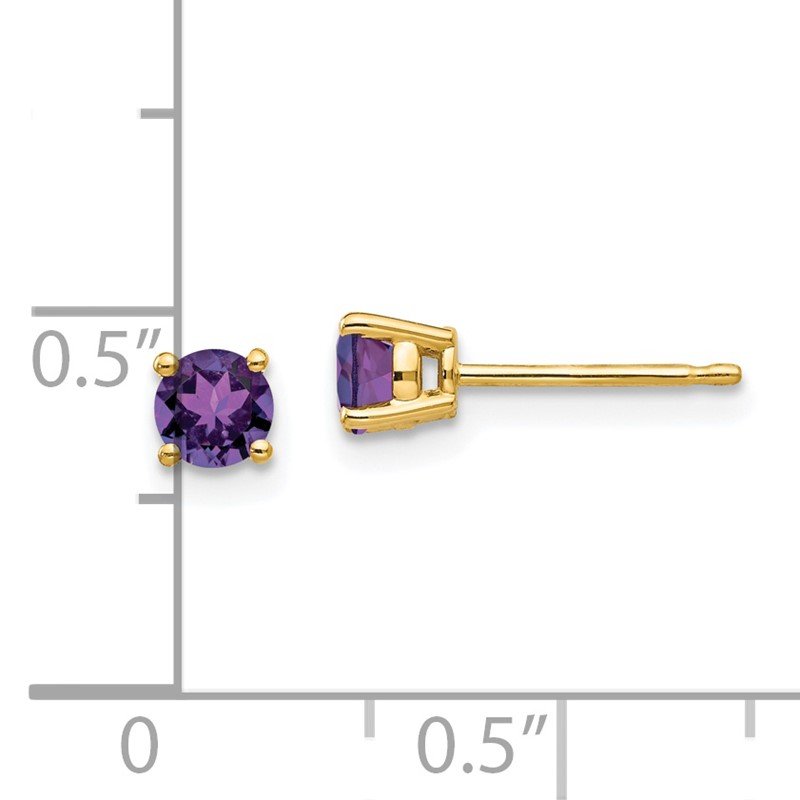 14k 4mm Round Amethyst Post Earrings
