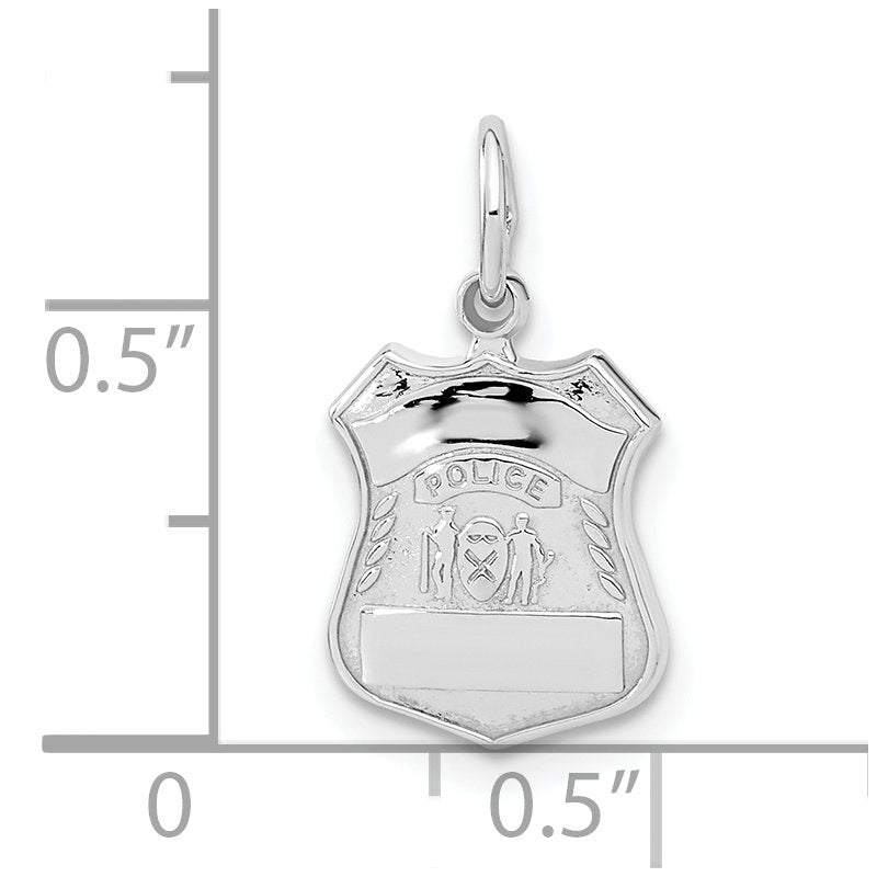 14k White Gold POLICE Badge Charm