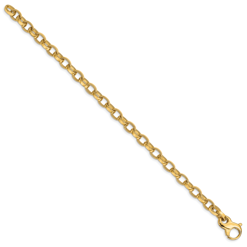 14K 18 inch 6.2mm Hand Polished with Ridged Edge Fancy Link Fancy Lobster Clasp Chain