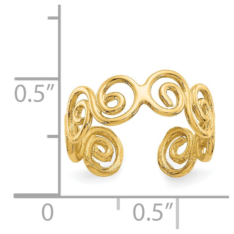 14k Scroll Toe Ring