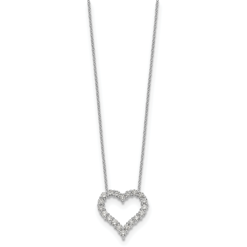 14k White Gold 1 carat Diamond Heart 18 inch Necklace