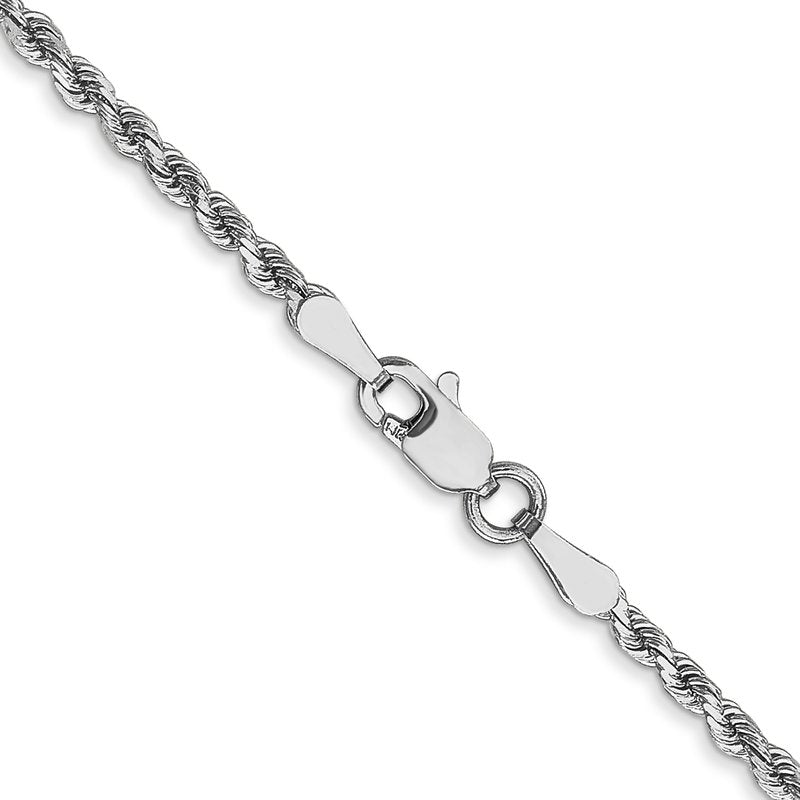 14K White Gold 2mm Diamond-Cut Rope Chain Anklet