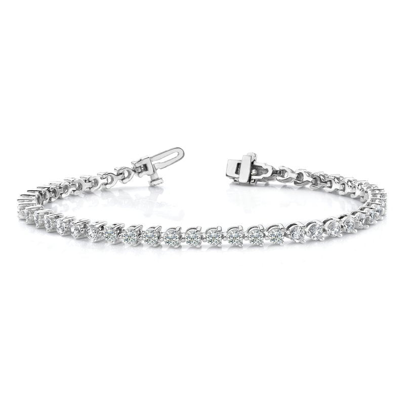 14k White Gold Complete 7 carat Round AAA Diamond 3-prong 7 inch Tennis Bracelet