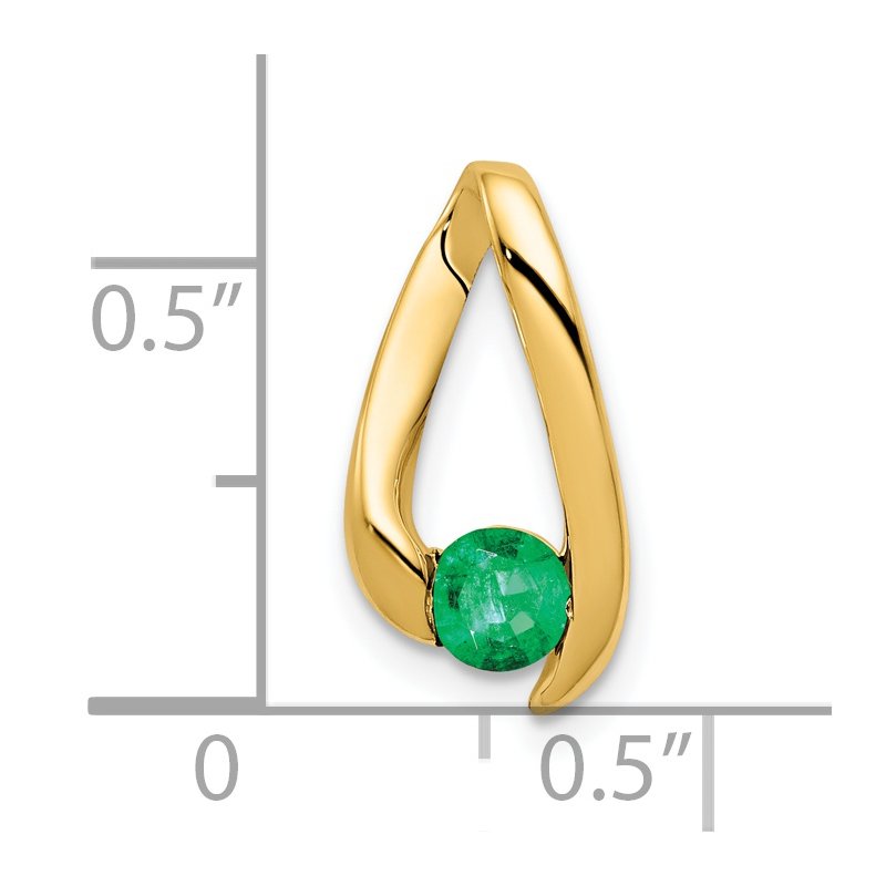 14k 4mm Round Emerald Chain Slide