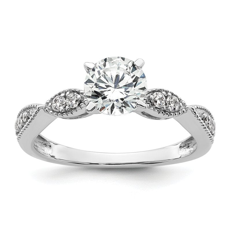 14K White Gold 1/6 carat Lab Grown Diamond VS+ F+ Semi-Mount Round Engagement Ring