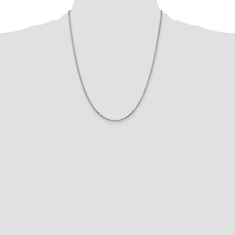 14K White Gold 26 inch 1.8mm Diamond-cut Round Open Link Cable with Lobster Clasp Chain