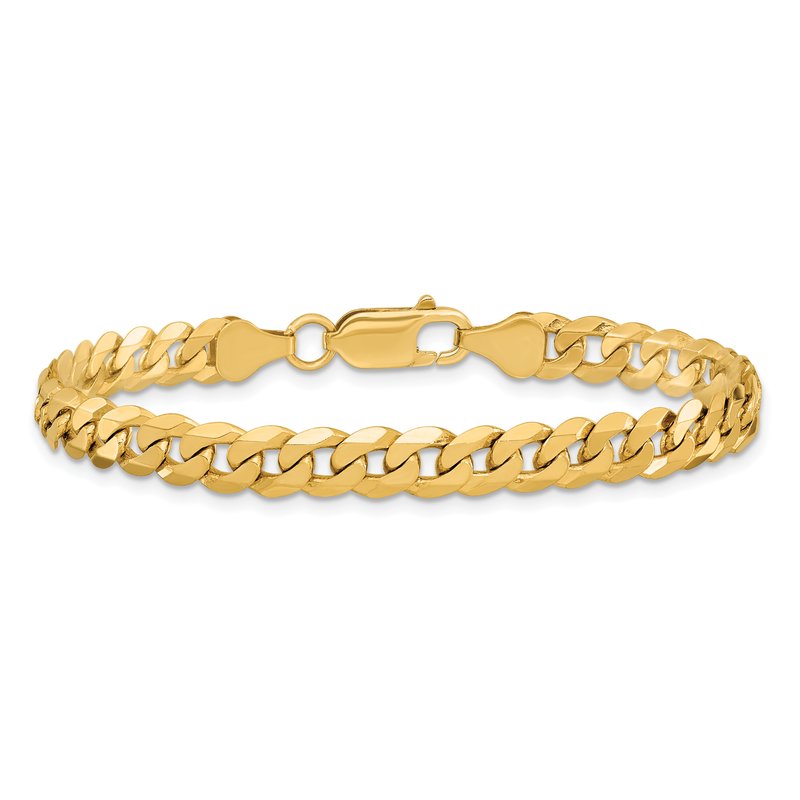 14K 26 inch 6.25mm Flat Beveled Curb with Lobster Clasp Chain