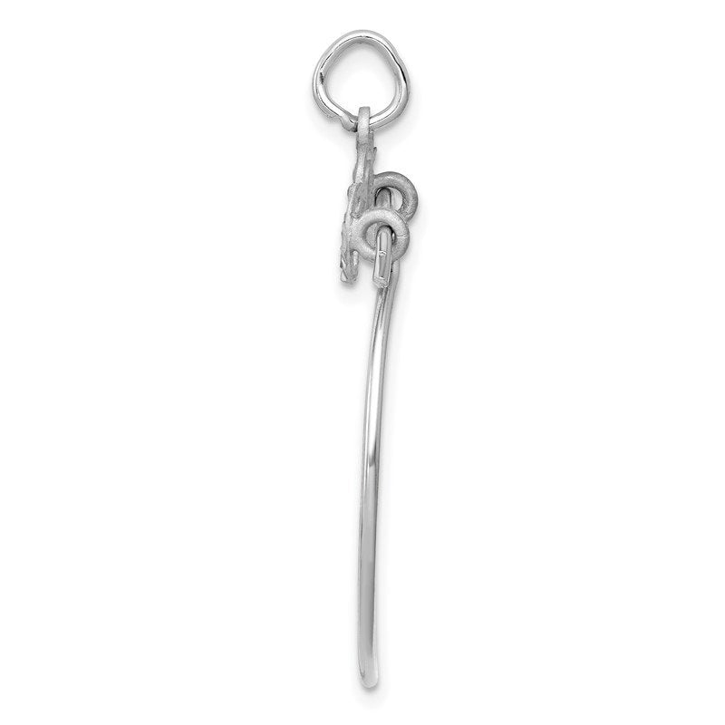 14k White Gold Diamond-cut Heart Charm Holder Pendant