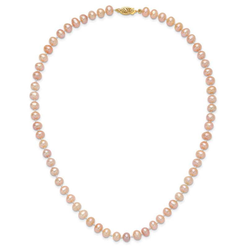 14k 6-7mm Pink Near-Round Freshwater Cultured Pearl 16 inch Necklace