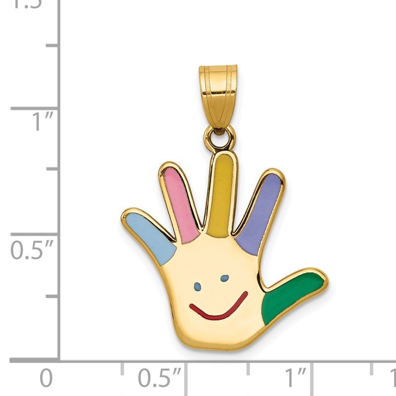 14k Enameled Autism with Happy Face Handprint Pendant
