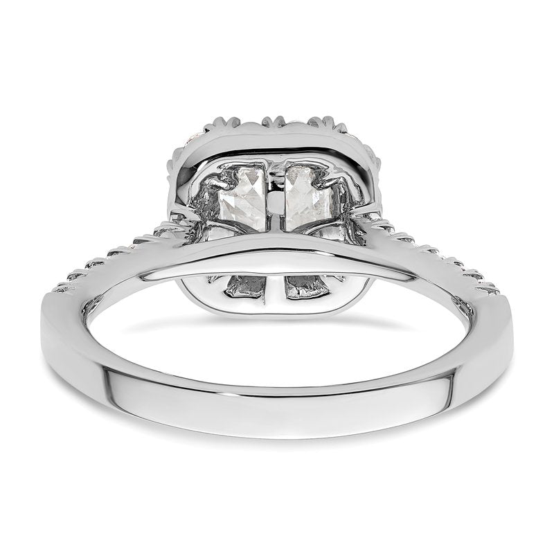 14K White Gold 1/2 carat Lab Grown Diamond VS+ F+ Semi-Mount Asscher Halo Engagement Ring