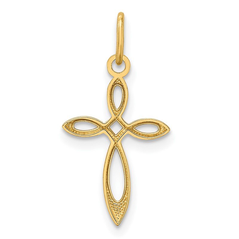 14k Polished Small Ribbon Cross Pendant
