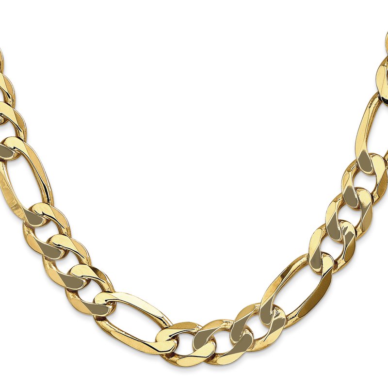 14K 26 inch 10mm Flat Figaro with Lobster Clasp Chain