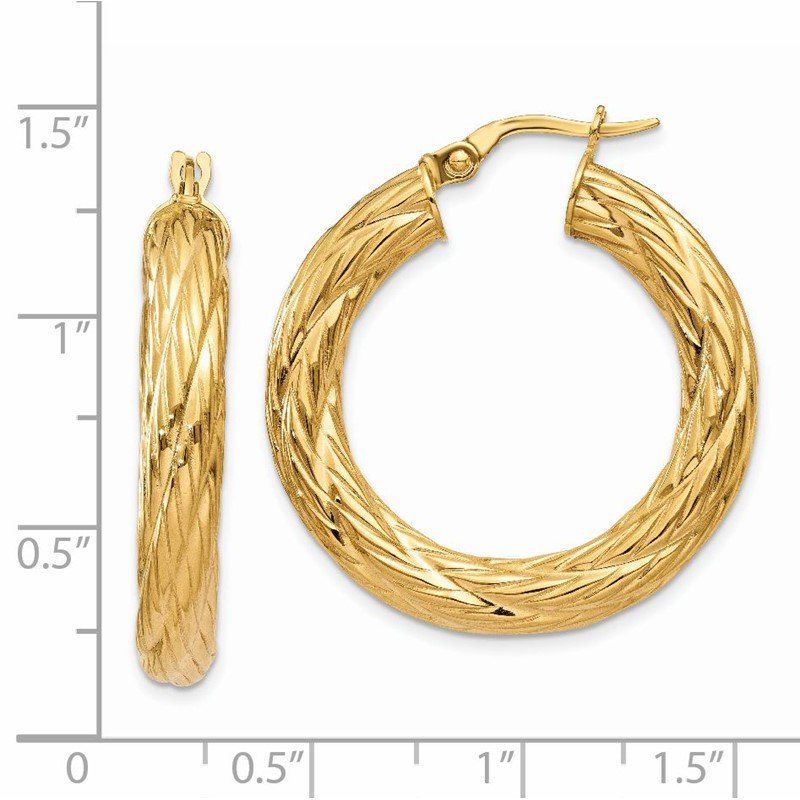 14k Textured Tube Hoop Earrings