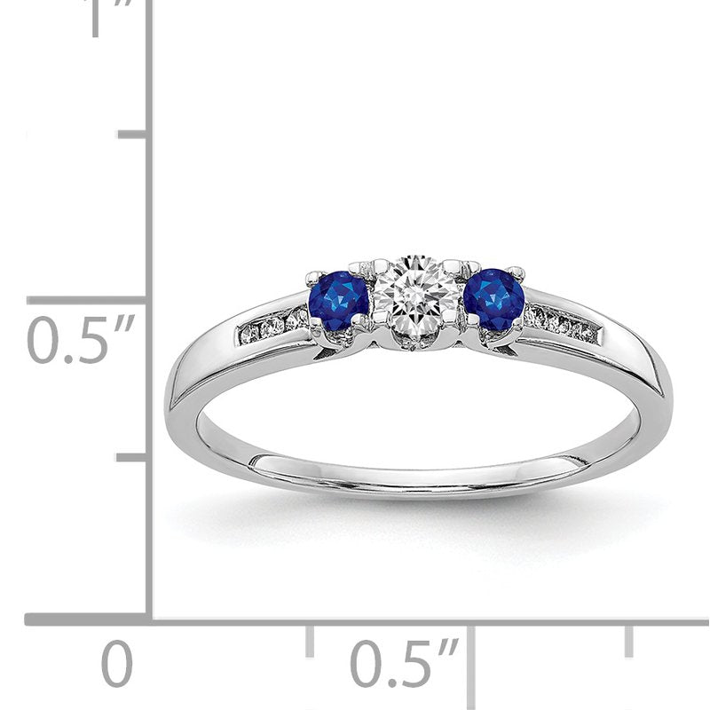 14k White Gold Diamond and Emerald 3-stone Ring