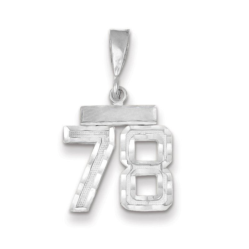 14kw Small Brushed Diamond-cut Number 78 Charm