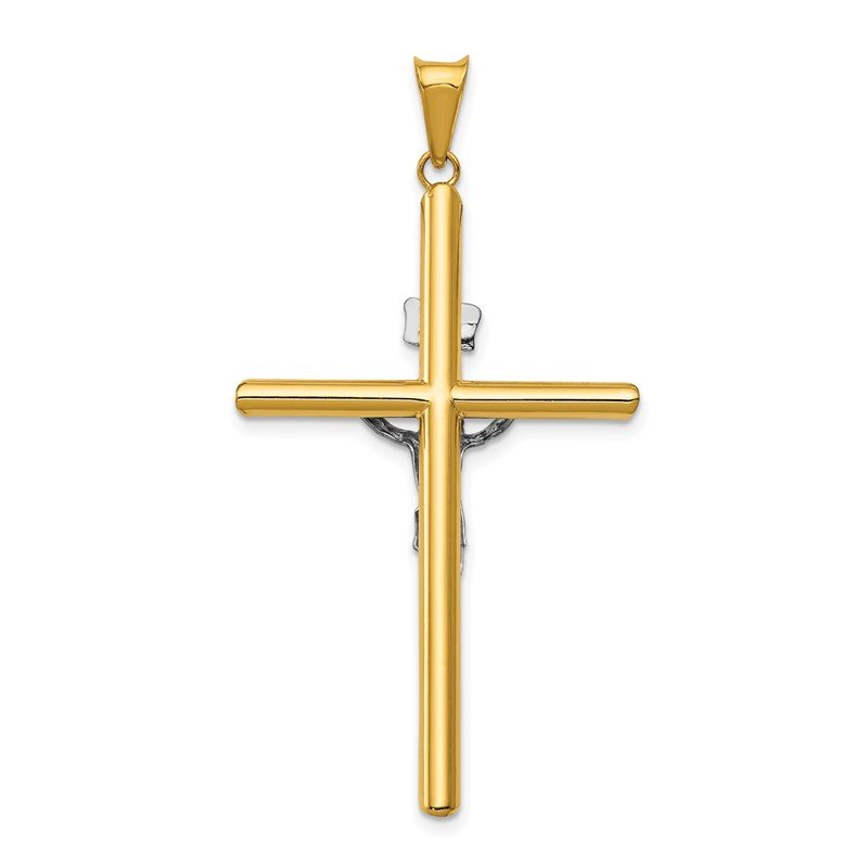 14k Two-Tone Polished INRI Crucifix Pendant