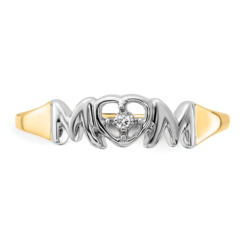 14k w/Rhodium Diamond MOM Ring