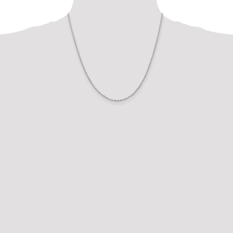 14K White Gold 10 Inch 1.85mm Diamond-cut Quadruple Rope Lobster Clasp Chain