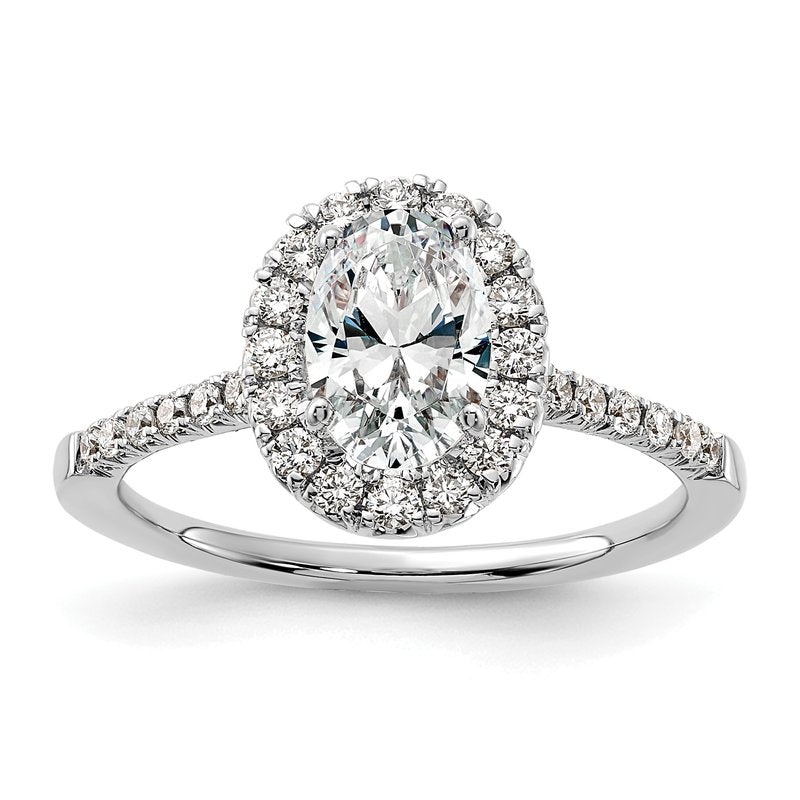 14K White Gold 1/3 carat Lab Grown Diamond VS+ F+ Semi-Mount Oval Halo Engagement Ring