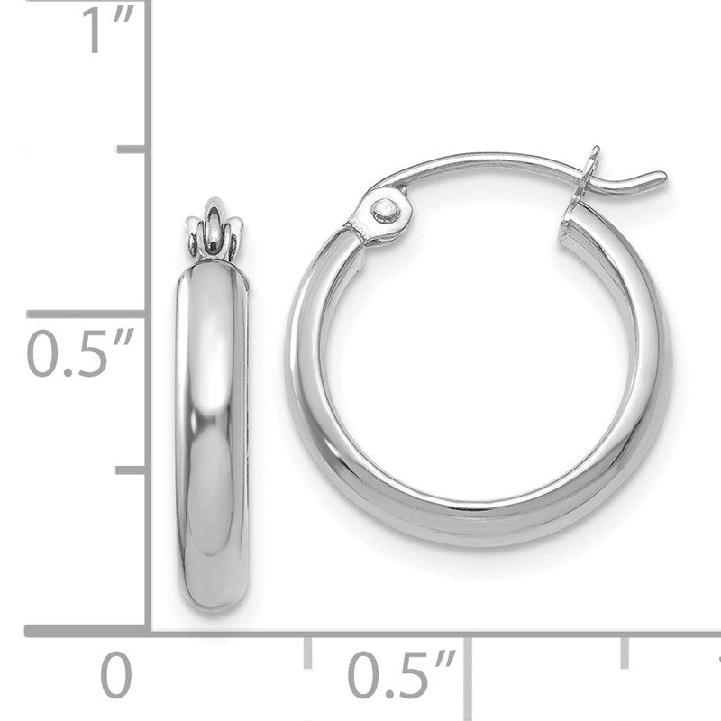 14k White Gold 2.75x16mm Polished Tube Hoop Earrings