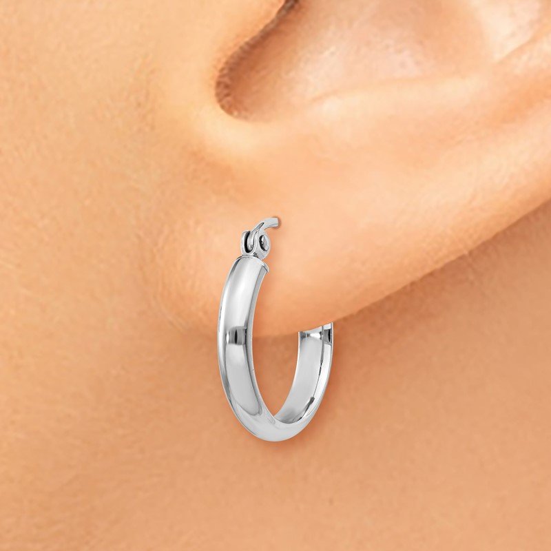 14k White Gold 2.75x16mm Polished Tube Hoop Earrings