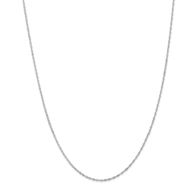 14K White Gold 14 inch 1.10mm Singapore with Spring Ring Clasp Chain
