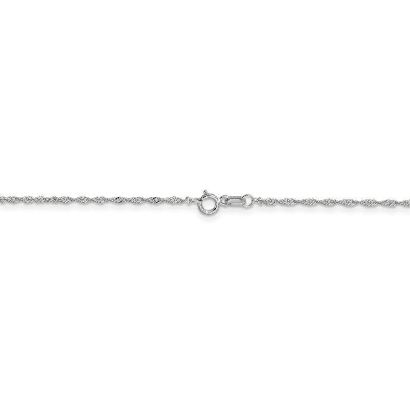14K White Gold 14 inch 1.10mm Singapore with Spring Ring Clasp Chain