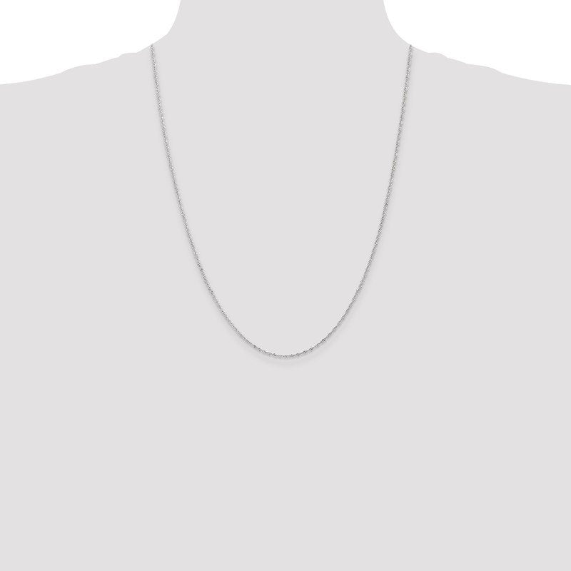 14K White Gold 14 inch 1.10mm Singapore with Spring Ring Clasp Chain