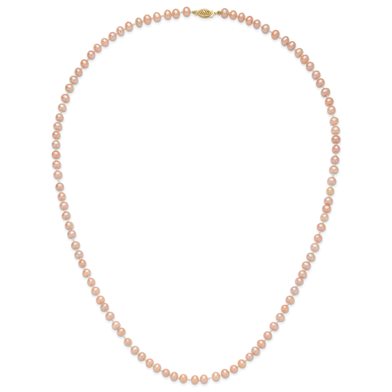 14k 5-6mm Pink Near-Round Freshwater Cultured Pearl 16 inch Necklace