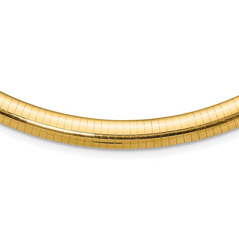 14k Polished 8mm Standard Weight 16 inch Domed Omega Necklace