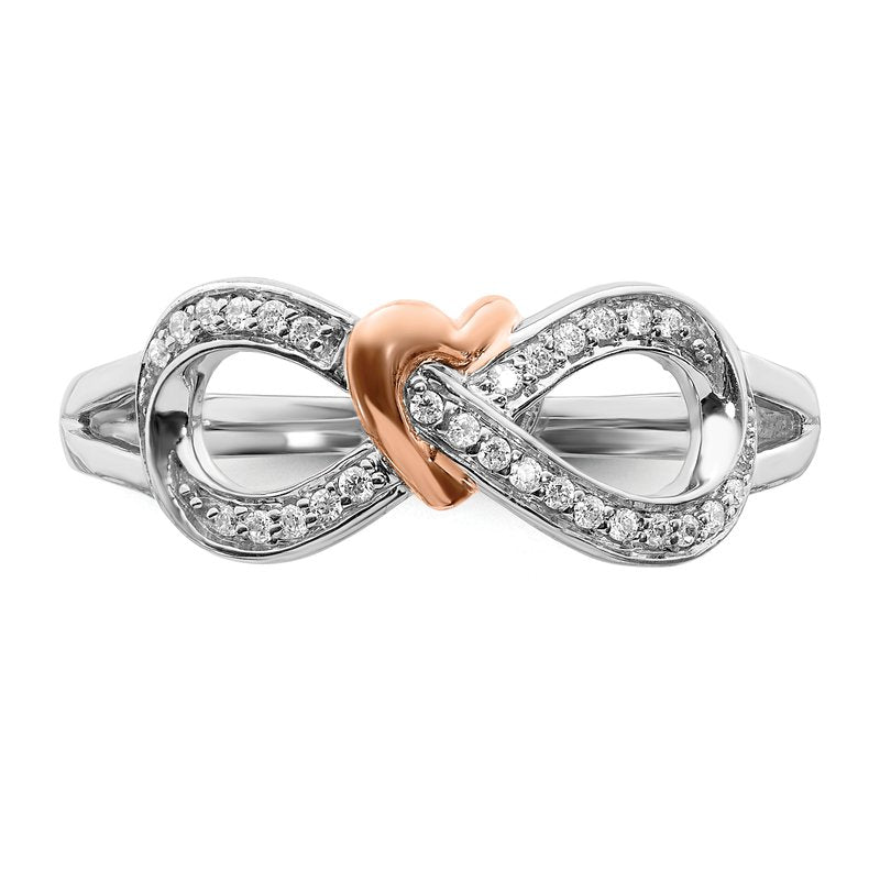 14k Two-tone Diamond Infinity w/Heart Ring