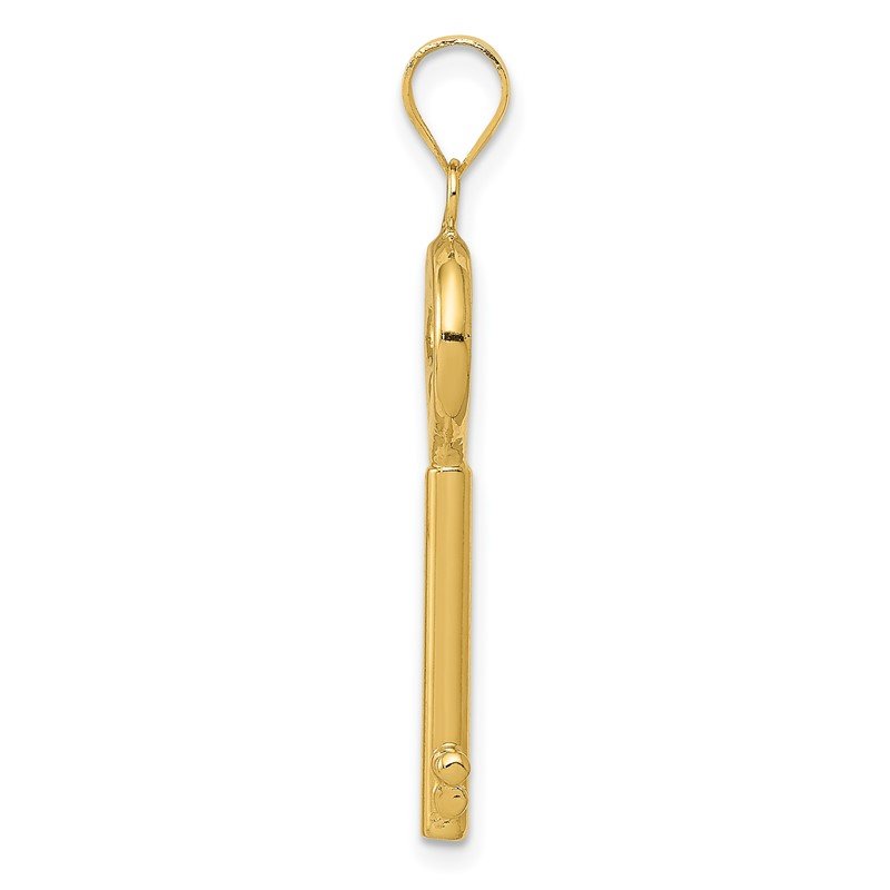 14K Polished 3-D Key Charm