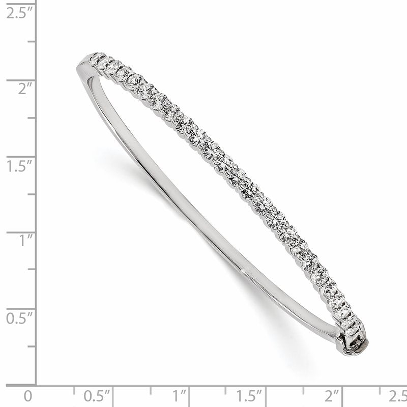 14k White Gold A Diamond Hinged Bangle