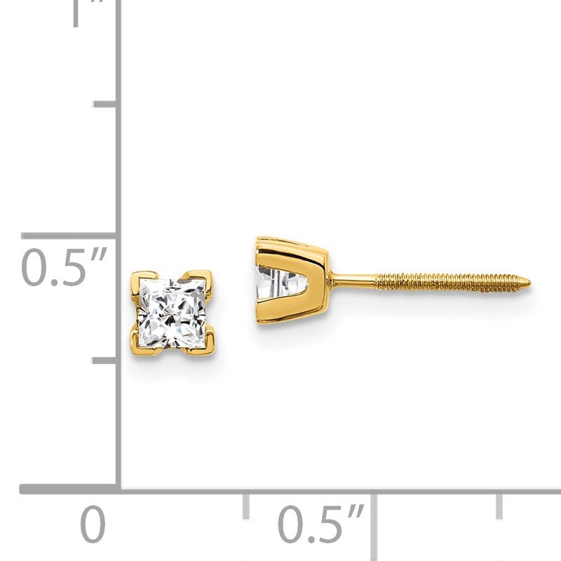 14k AA Quality Complete Princess-cut Diamond Stud Earrings