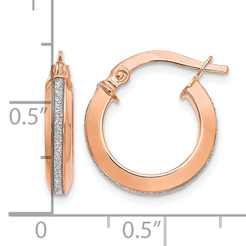 14K Rose Gold Polished Glimmer Infused Hoop Earrings