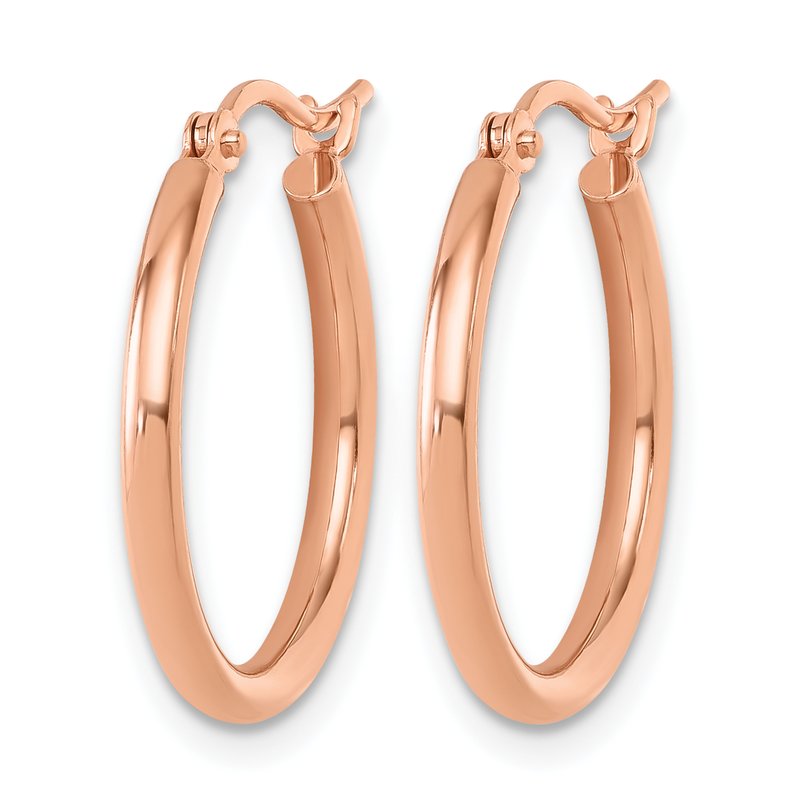 14K Rose Gold 2x20mm Polished Hoop Earrings