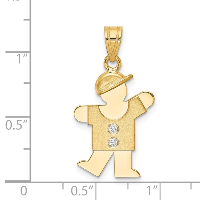 14k The Kids Medium Boy with Hat on Left AA Diamond Kiss Pendant